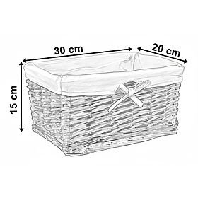 Pleteni koš 30x20x15 cm - bijelo-sivi