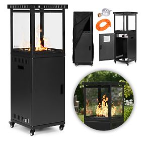 Plinski grijač radijator 13 kW stakleni za vrt patio regulator vulkansko kamenje