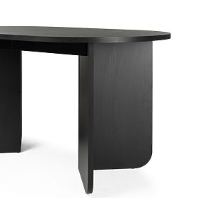 Proširivi stol Mou 140-200 cm, crni s drvenom teksturom, ovalna ploča
