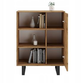 Regal ormar Fondi hrast craft zlatni - crni, dekor letvice