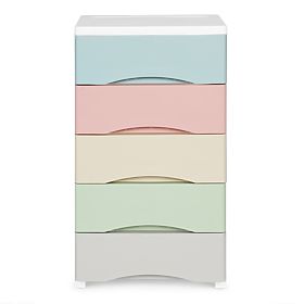 Regal s 5 izvlačivim ladicama, noge s kotačićima, šarene ladice ModernHome