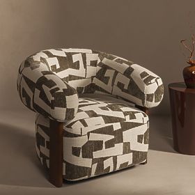 Relaksacijska fotelja Maribel maslinasto-krem/orašasti, zaobljeni oblici, lectus