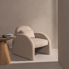 Relaksacijska fotelja Rainbow svijetlo bež, baršunasta, zaobljena, lectus