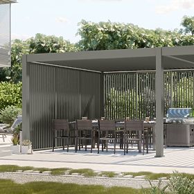 Samostojeća vrtna pergola Lumera od aluminija, 4x8 m, bioklimatska, LED rasvjeta, električna