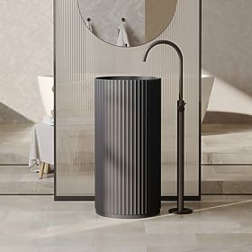 Samostojeći umivaonik Ciriola, kompozitni, 45x90 cm, tamno sivi, rebrasti