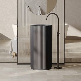 Samostojeći umivaonik Ciriola, kompozitni, 45x90 cm, tamno sivi, rebrasti