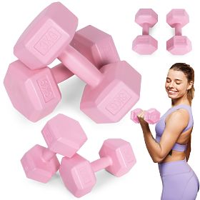 Šesterokutne bučice set 2x3 kg utega za vježbanje fitness ružičaste ModernHome