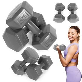 Šesterokutne bučice set 2x4 kg utega za vježbanje fitness sive ModernHome