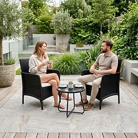 Set 2x vrtna stolica s jastukom, set stolica za balkon, terasu, vrt crna MultiGarden, MultiGarden