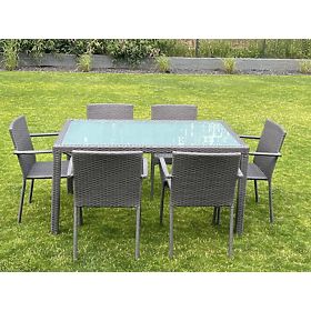 Set blagovaonskog namještaja od tehnoratana (stol 150x90cm + 6 stolica) AVVICENTE siva
