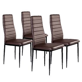 Set od 4 stolica od eko kože s visokim naslonom - smeđe, MODERNHOME