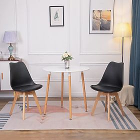 Set od 4 stolica za dnevni boravak i blagovaonicu s jastukom od eko kože Crne ModernHome