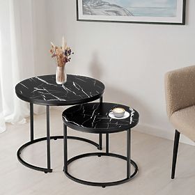 Set od dva loft stolića Galen Small Crni Mramor, Halmar