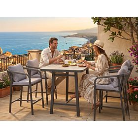 Set vrtnog namještaja (4 barske stolice + visoki stol) BREZZA siva