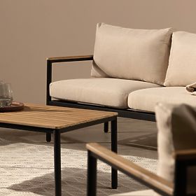 Set vrtnog namještaja Porticello, aluminijski, akacijevo drvo FSC, izgled tikovine, bež/crna