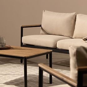 Set vrtnog namještaja Porticello, aluminijski, akacijevo drvo FSC, izgled tikovine, bež/crna