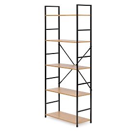 Široka moderna drvena polica LOFT s 5 polica