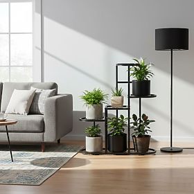 Stalak za cvijeće, 5 razina, crni, ModernHome