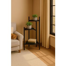 Stalak za cvijeće, stalak za cvijeće, dekoracija, 3 razine, crna, ModernHome