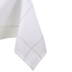 Stolnjak ANTONY bijela boja glatki klasični motiv 130x160 ameliahome