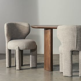 Tapecirana stolica Elaine bež, zaobljen oblik, lectus