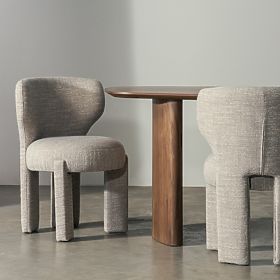 Tapecirana stolica Elaine bež, zaobljen oblik