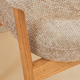 Tapecirana stolica Giovani, bež/hrastovo drvo, zaobljena, lectus