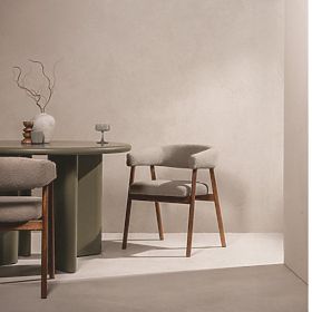 Tapecirana stolica Giovani, svijetlosmeđa/hrastovo drvo, zaobljena, lectus