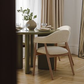 Tapecirana stolica Sorrento, bež, boucle/svijetli orah