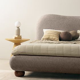 Tapecirani krevet Bowee 160x200 cm, s podnicom, siva, kuglaste noge