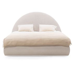 Tapecirani krevet Orbi 160x200 cm, s podnicom i spremištem, zaobljen, bež