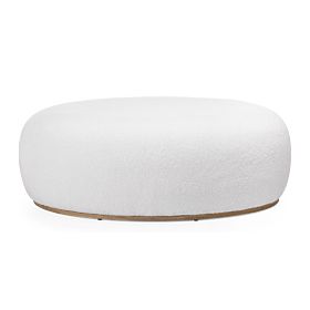 Tapecirani puf Stone, bijeli, obli oblik