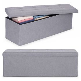 Tapecirani tabure 111x38 cm s prostorom za pohranu svijetlosivi ModernHome, MODERNHOME