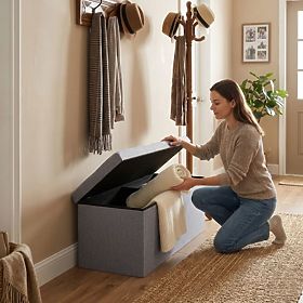 Tapecirani tabure 111x38 cm s prostorom za pohranu svijetlosivi ModernHome, MODERNHOME