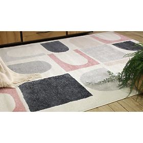 Tepih FUSION 0213 bijela / tamno ružičasta - Geometrijski, moderni, apstraktni, F.H.Kabis