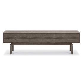 TV ormarić Quadri s ladicama, masivno hrastovo drvo, furnir, espresso smeđa, lectus