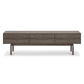 TV ormarić Quadri s ladicama, masivno hrastovo drvo, furnir, espresso smeđa