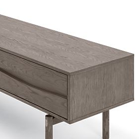 TV ormarić Quadri s ladicama, masivno hrastovo drvo, furnir, espresso smeđa