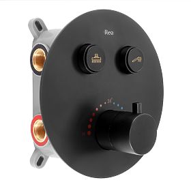 Ugradbeni tuš set s termostatom LUNGO Crna + BOX, Rea