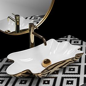 Umivaonik REA Sea Infinity Gold/Bijela + Čep, Rea