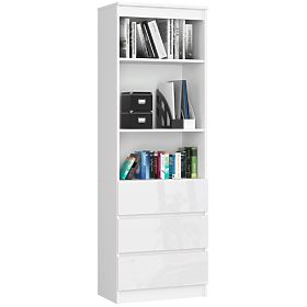 UREDSKI REGAL R 60 cm CLP 3 LADICE 2 POLICE PK BIJELA / BIJELI SJAJ