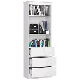 UREDSKI REGAL R 60 cm CLP 3 LADICE 2 POLICE PK BIJELA / BIJELI SJAJ