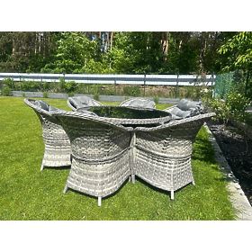 Veliki blagovaonski set od tehno ratana (6 stolica + stol) MODERNO svijetlo siva