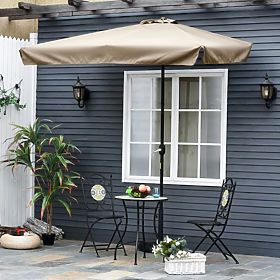 Veliki pravokutni vrtni sklopivi suncobran s ručkom bež 200 x 140 cm, MultiGarden