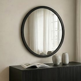 Viseće ogledalo u drvenom okviru Sesto 60 cm, okruglo, crno