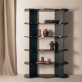 Visoki regal Rheo, crni, valoviti