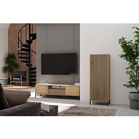 Vitrina KAMARO 1DD SLIM HRAST ARTISAN S Lamel Ploča