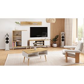 Vitrina regala Fondi drvene noge Hrast artisan bijeli