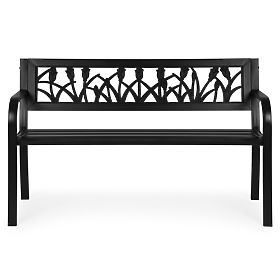 Vrtna klupa s dekorativnim naslonom 120x50 cm metalna parkovna crna MultiGarden, MultiGarden