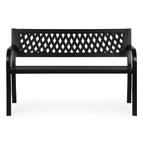 Vrtna klupa s rešetkastim naslonom 120x50 cm metalna parkovna crna MultiGarden